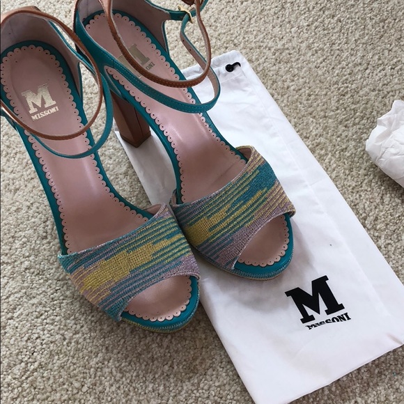 Missoni crochet metallic knit and leather sandals - Picture 3 of 6